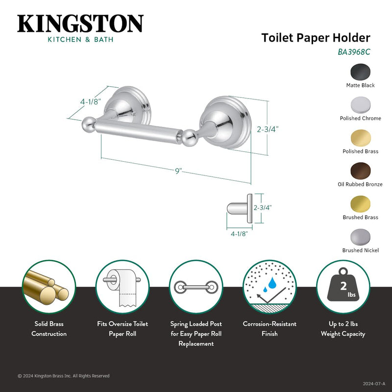 Kingston Brass BA3968C Restoration Toilet Paper Holder, Polished Chrome