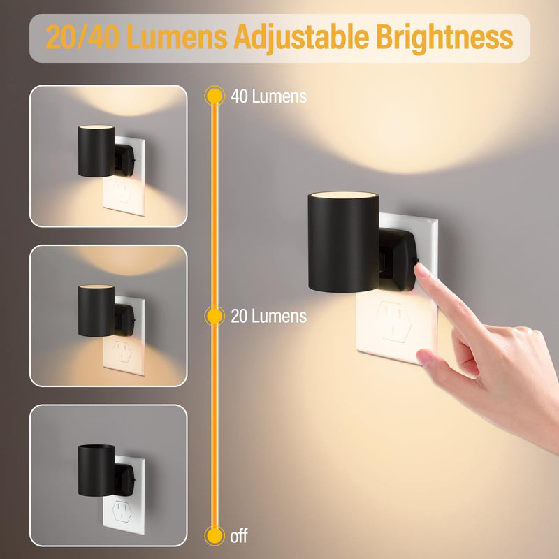 ETL Night Lights Plug into Wall 6 Pack,Plug in Nightlight,2700K Brightness Adjustable Night Light, Dusk to Dawn Sensor, Nightlights for Bedroom, Bathroom, Hallway Warm-spotlight