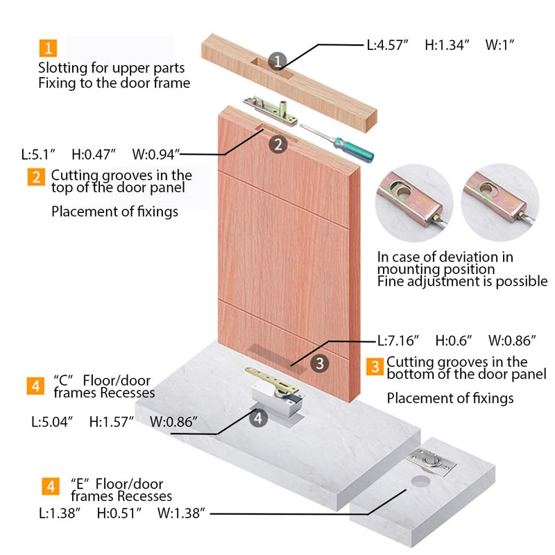 HOWHY Hidden Hinge Hardware for Heavy Duty Wood Doors & Bookcase & Secret Doors, Maximum Load 330lb, Side Mounting