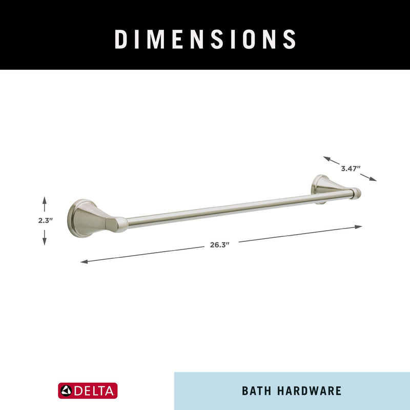 Delta Faucet Becker (1-Pack) 24" Bathroom Towel Rack/Bar, SpotShield Brushed Nickel, Wall Mounted BCK24-DN