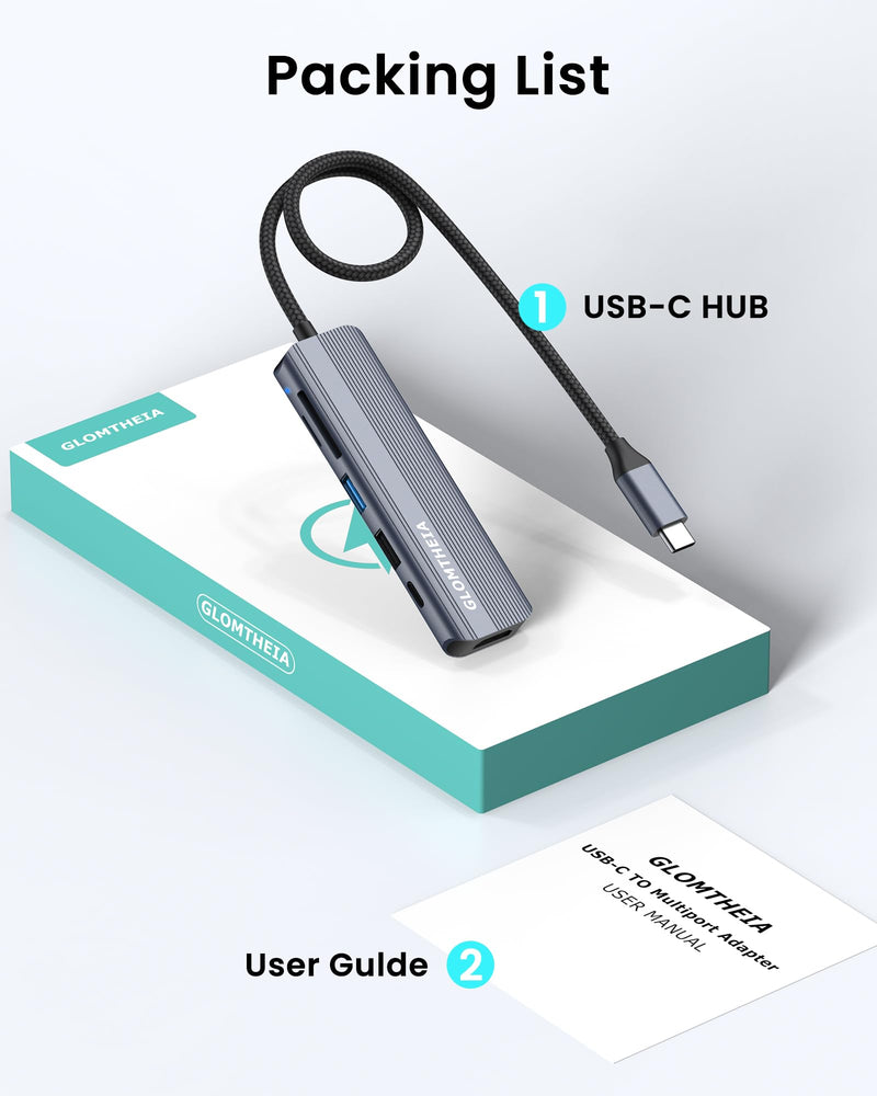 6-in-1 USB C Hub, 4K HDMI, USB 3.0, PD 100W, SD/TF Card Reader, Docking Station for MacBook Pro, MacBook Air, Laptops