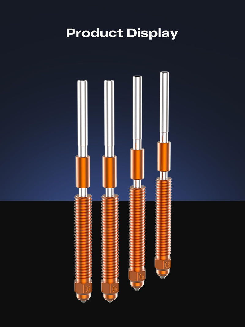 Creality K2 Plus Quick-Swap Nozzle Kit 4-Pack for K2/K2 Plus/Creality Hi, Includes 0.4mm x2, 0.6mm, 0.8mm Apertures, Swift Installation & Upgraded Material 4-Pack(0.4mm*2 & 0.6mm & 0.8mm) K2/K2 Plus/Hi