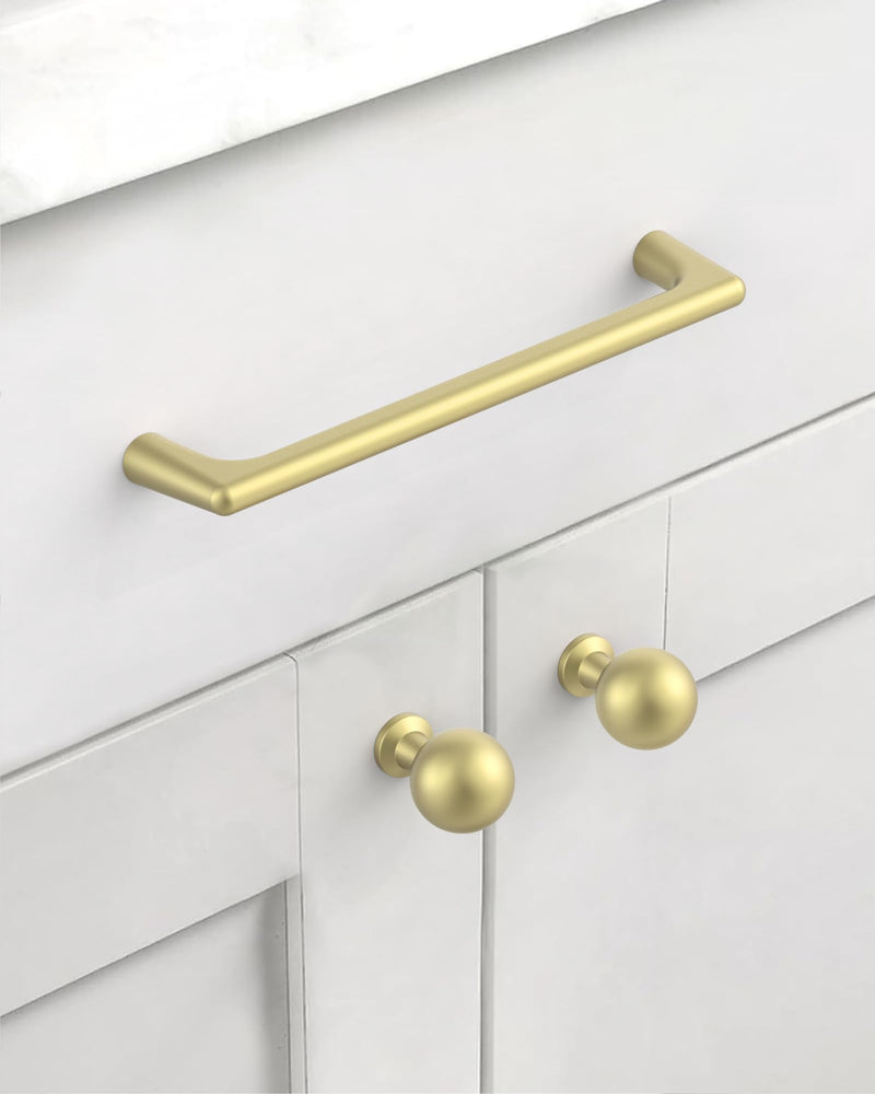 10 Pack 5"(128mm) Brushed Gold Cabinet Pulls Kitchen Cabinet Handles Drawer Handle Cupboard Hardware for Cabinets 5" Hole Center 10