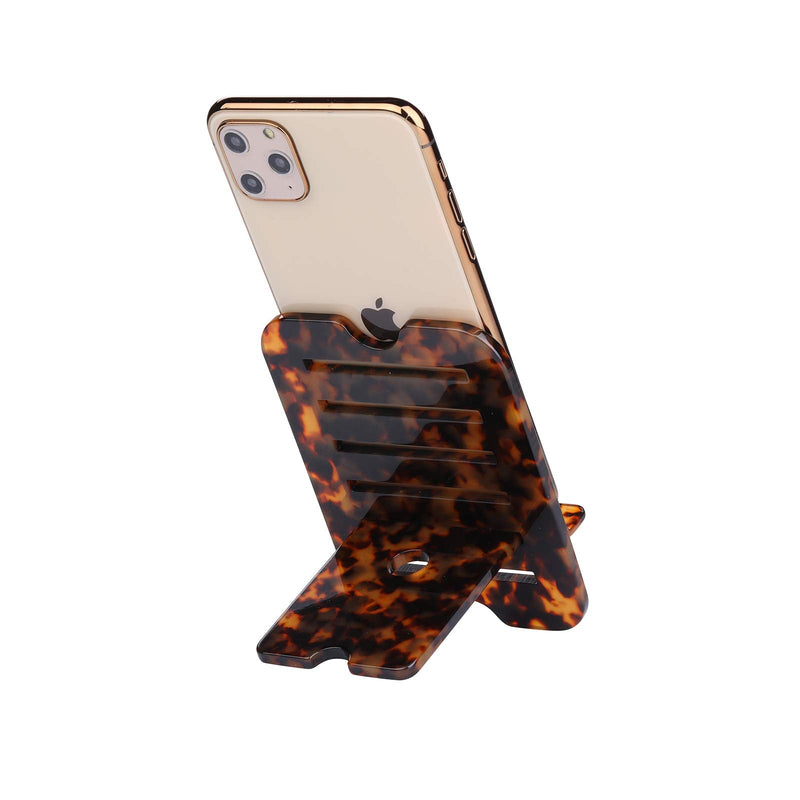 Resin Cell Phone Stand, Phone Dock, iPad, Samsung Tabs and Other Devices (4-12.9"): Cradle, Holder, Stand for Office Desk (Tortoise-Tone) Tortoise-Tone