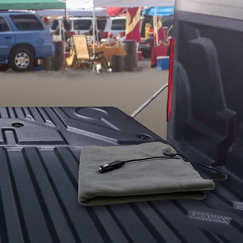 Schumacher Electric SA877 Heated Polar Fleece Lap Blanket for Emergencies, Road Trips, Camping, and Tailgating, Plugs into 12V DC Accessory Outlet, 12 Volt DC, 64-Inch Cord, Blue, 1 Unit 27.5" x 43" Gray