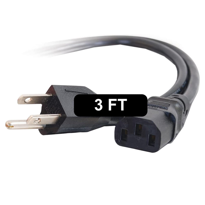 C2G 3FT Premium Replacement AC Power Cord - Durable Power Cable for TV, Computer, Monitor, Appliance & More (24240) 1 Pack 3 FT