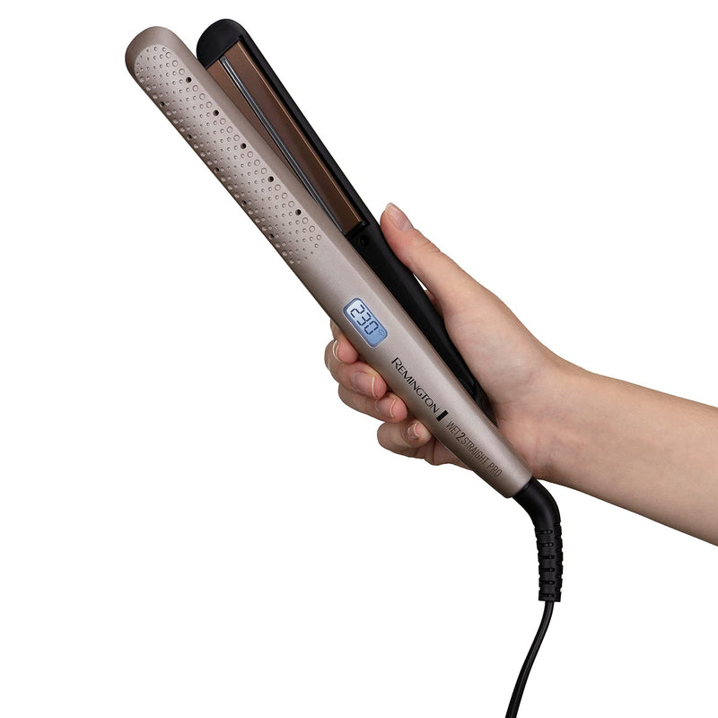 Remington Wet2Straight Pro Hair Straightener - Excl Venting System removes excess water - no need to blow dry. - Moisture sensor- adjusts the temperature of the plates each pass, Up to 230°C, S7970 | Exclusive Venting System Removes Excess Water, No Ne...