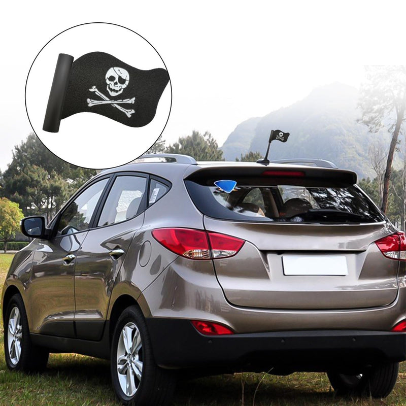 Pirate Flag Car Antenna Topper, Skull Crossbones Partern Automotive Antenna Topper, Cool Pirate Flag Shaped Auto Antenna Ball for Most Vehicles, Universal Car Accessories (1 PCS) 1 PCS