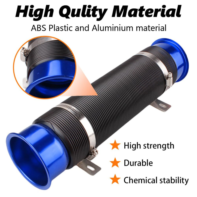 3" Turbine Intake Pipe, Cold Air Intake Pipe 76MM Adjustable Flexible Hose Tube Car Cold Air Turbo Intake Inlet Pipe Universal Cold Air Intake Filter, Blue
