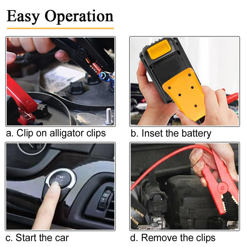 Jumper Cables with Adapter Compatible with Dewalt 20V Battery, 2FT 8AWG Portable Battery Dewalt Jumper Starter Automotive Booster Cables Power for Car Jump Starting Using Tool 6FT