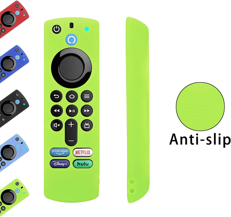 Remote Cover Replacement for Alexa Voice Remote/TV Stick (3rd Gen), Glow in The Dark, Anti-Slip Silicone Protective Case with Lanyard Glow Green