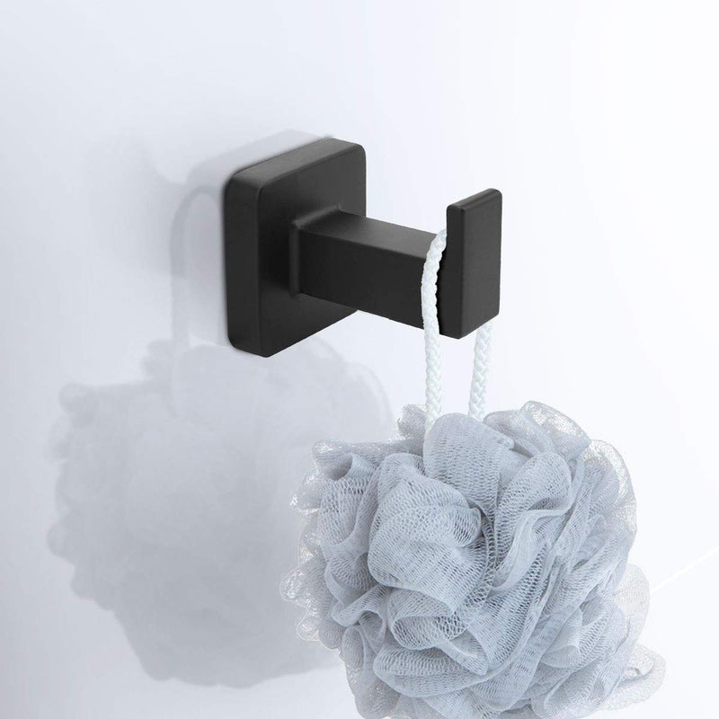 Bathroom Hardware Set 4 Pieces,Stainless Steel Matte Black Towel Bar Set, Includes 24In Towel Bar, Towel Ring, Robe Towel Hooks,Toilet Paper Holder, Bathroom Towel Rack Set 24Inch