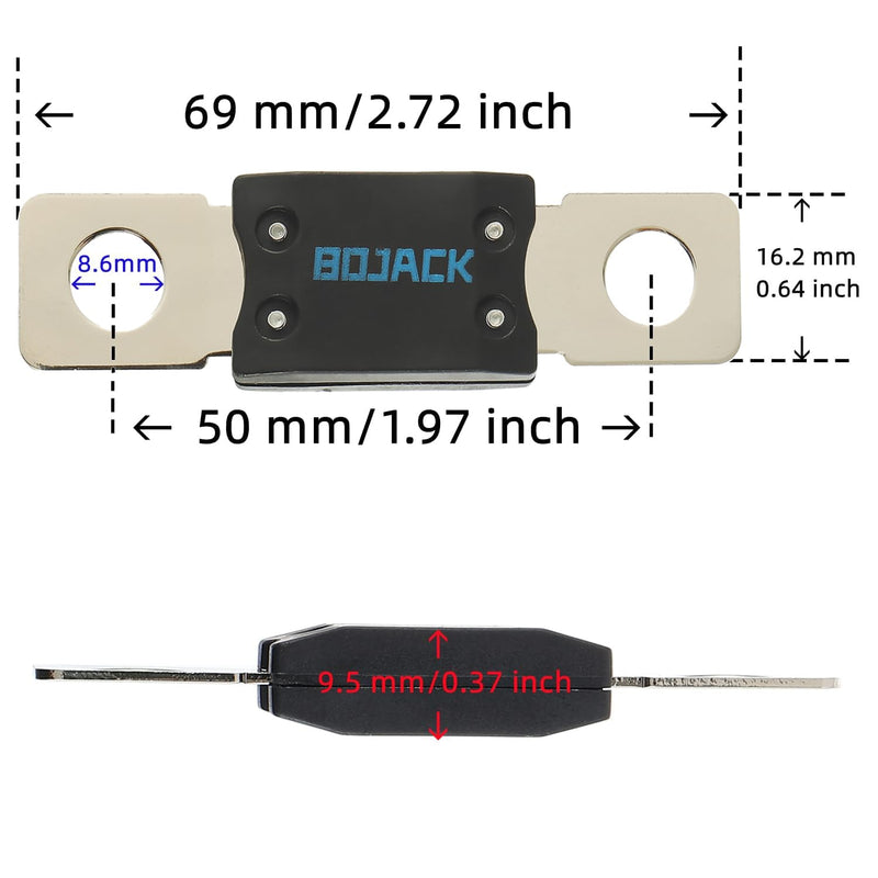 BOJACK MEGA/AMG High Current Fuse Bolt-on Fuse 60A Amp for Cars, Trucks, Construction Vehicles, Buses, Caravans (Pack of 2 ANM Fuses 60A)