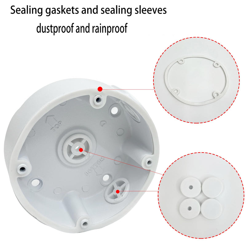 Outdoor Junction Box for Dome Camera Mount IP Security Cameras, White, Aluminum Metal Hide Cable Bracket, Rainproof, Round,4 Pack 4