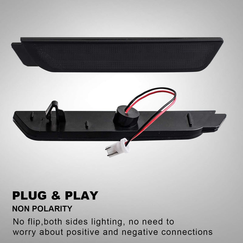  [AUSTRALIA] - RUXIFEY Smoked Lens LED Side Marker Lights Rear Bumper Sidemarker Lamps Reflectors Compatible with 2010 to 2015 Camaro Red- Pack of 2