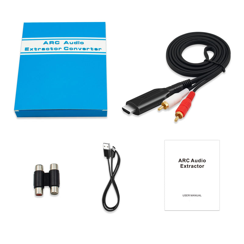 (1.5m /4.92FT) HDMI ARC Audio Extractor Converter,192KHz ARC Audio Extractor DAC,Digital to Analog Audio Converter,from HDTV HDMI ARC to L/R 3.5mm Jack Audio System Soundbar for TV (ARC Input)