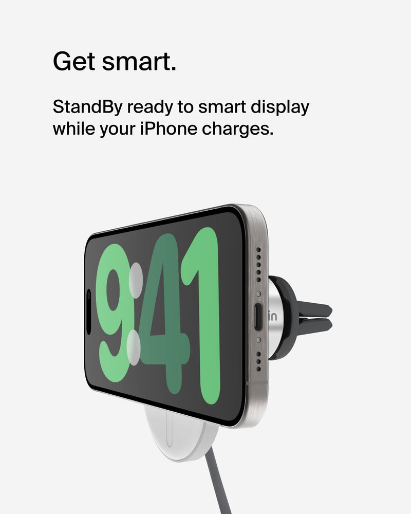 Belkin 15W MagSafe-Compatible Wireless Car Charger, Vent Mount | iPhone 17/16/15/14/13, Pixel 10 compatible, fast charging, secure vent mount, hands-free driving Charging Mount