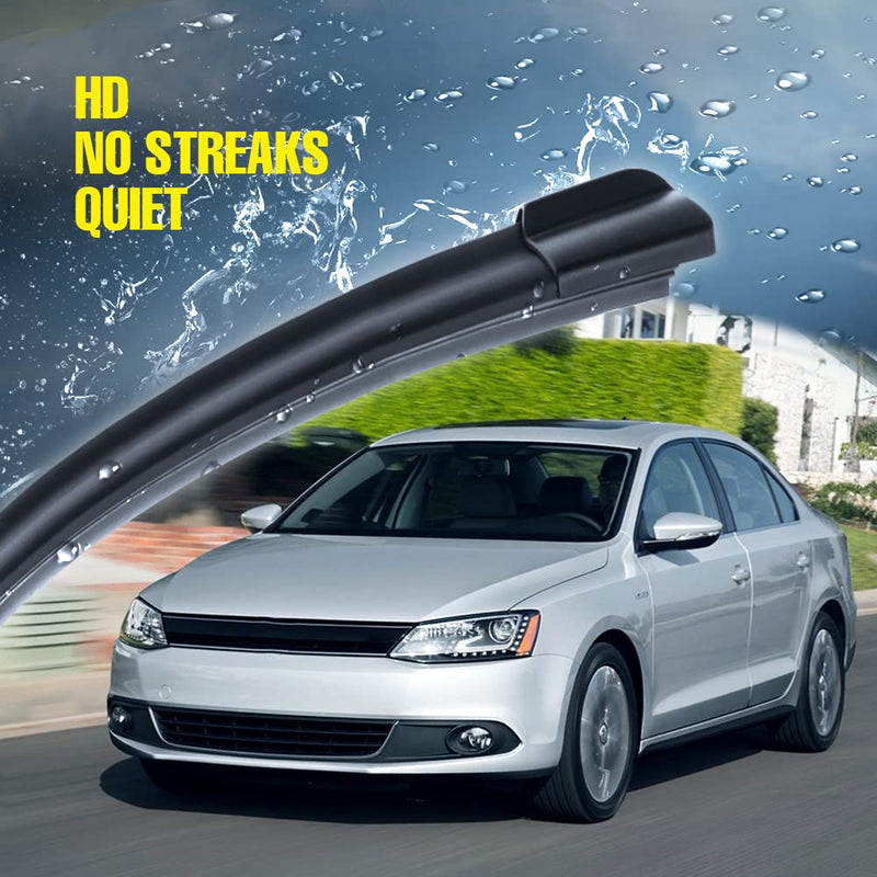24"+19" Windshield Wiper Blades Replacement For VW Volkswagen Jetta 2011-2023 Passat 2012-2018 CC 2013-2017, Premium All-Season Automotive Replacement Windshield Wiper Blades For My Car-Top Lock 16mm 24''+19''(Top Lock 16mm) Fit for VW