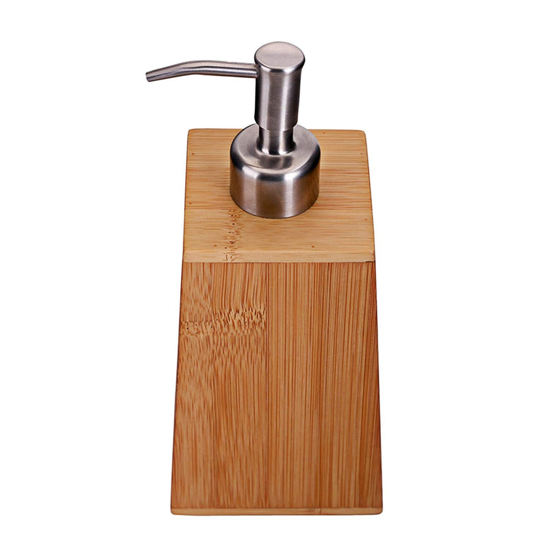 8 oz Bamboo Soap Dispenser with Stainless Steel Spray Head for Bathroom Accessories and Various Liquids, Trapezoid Trapezoid(H7 7/8"*3 3/8"*3 3/8")