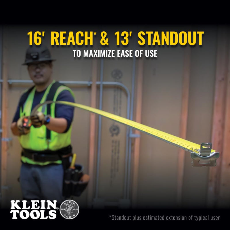 Klein Tools 9230 Tape Measure, Heavy-Duty Measuring Tape with 30-Foot Double-Hook Double-Sided Nylon Reinforced Blade, with Metal Belt Clip