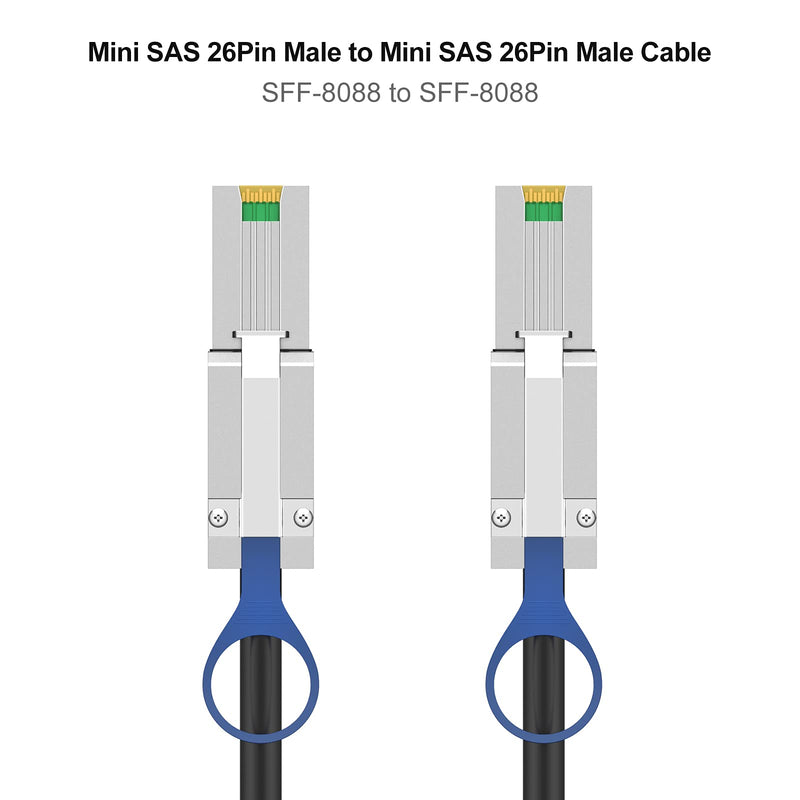 CableCreation [2 Pack External Mini SAS 26pin (SFF-8088) Male to Mini SAS 26 (SFF-8088) Male Cable, 1M / 3.3FT 1.0M /3.3FT 2