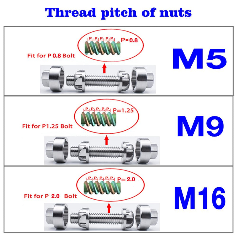 M9 P1.25 304 Stainless Steel Anti-Theft Locking Nuts Security Hardware Kit for Mountain Bike Awning Car Accessories for Styling Light Bar Safety,(4 Lock+ 1 Key) M9