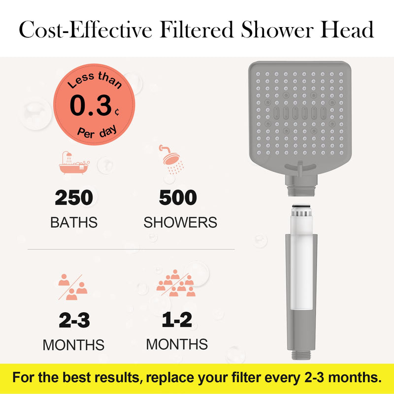 Homlord Filtered Shower Head with Handheld Matte Black - High Pressure 6 Modes, 120 Anti-clog Nozzles, Detachable Showerhead with Hard Water Filters, Extra Long 6ft Hose, Power Wash Mode for Bathroom
