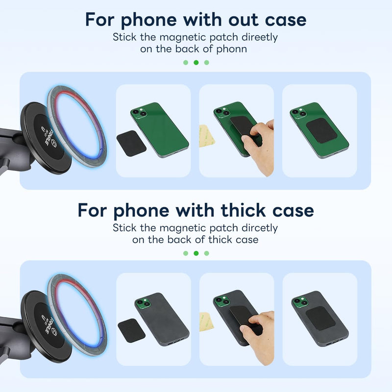 FANAUE Magnetic Car Mount Compatible with Ram Mount B Size Ball Head Anti-Theft Double Socket Arm and Bike Motorcycle Phone Holder, Suitable for 4.7-7.5" Smartphones
