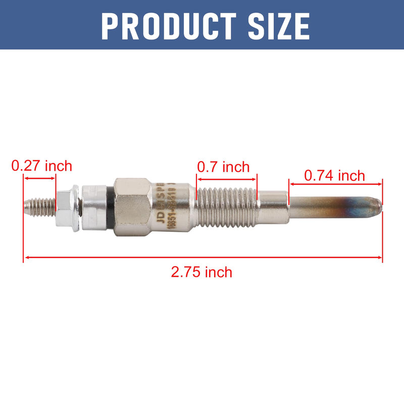 16851-65510 Glow Plug 3PCS Compatible with Kubota D662 D722 D782 D902 D905 D1005 D1105 V1505 V1305 Z482 RTV900 RTV1100 Engine, Replace 16851-65512