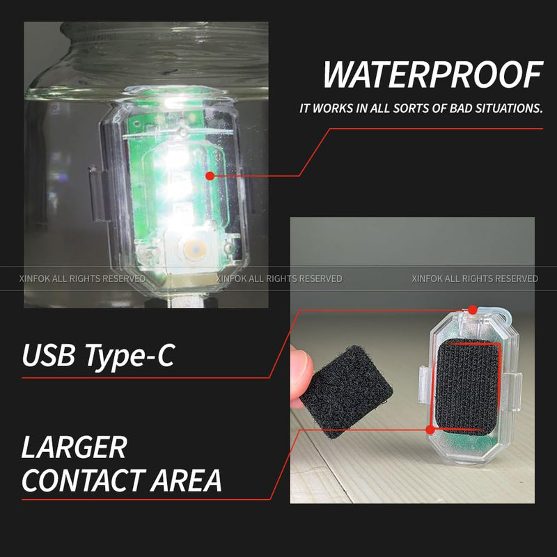 8Pcs Wireless LED Strobe Lights with Remote Control, RGB Led Aircraft Strobe Lights High Brightness 8 Colors Waterproof Anti-Collision Night Warning Lighting for Car Motorcycle RC Aircraft Bike
