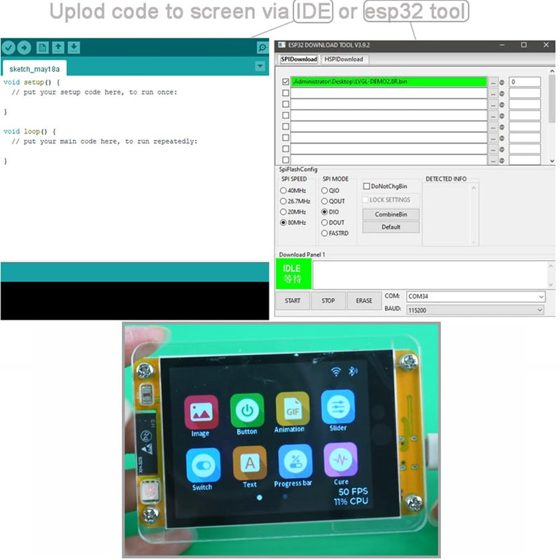 2.8" inch ESP32 Display JC2432W328C Capacitive Touch Screen 240x320 TFT LCD Module ESP-32 Development Board ST7789 + Acrylic Case Transparent, not ESP32-2432S028R