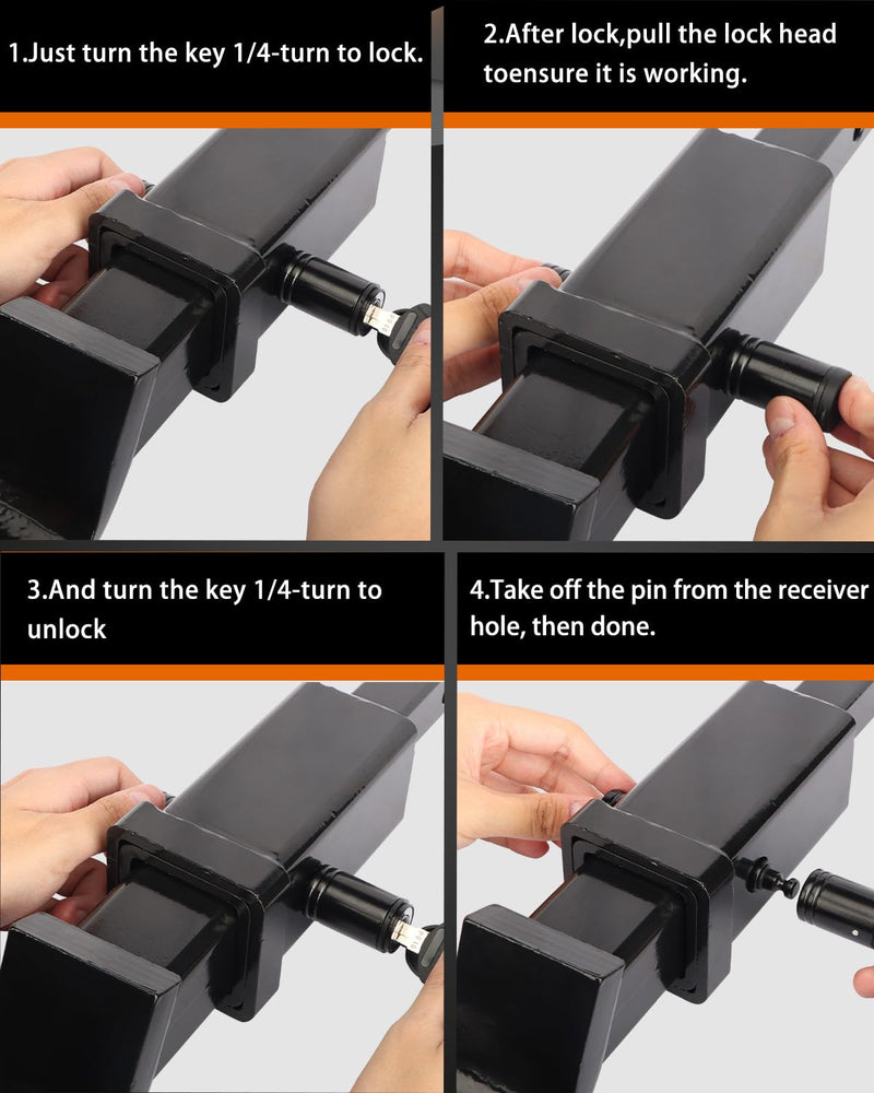 METOWARE Trailer Hitch Lock - 5/8" Dia Locking Hitch Pin, Anti-Theft Trailer Receiver Lock, Fits 2" Receiver Tubes, Class III & IV Hitch Receivers, Black (1 Pack) 5/8" ( 1 Pack)