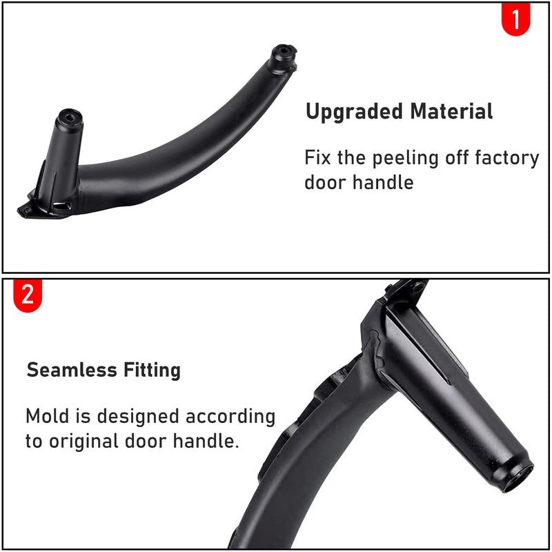 Jaronx for BMW X5 X6 Door Pull Handle, Inner Door Trim Grab Cover Passenger Side Right Front/Right Rear (Fits:BMW X5 2008-2013 and X6 2008-2014) (Leather Cover NOT Inculded) Black