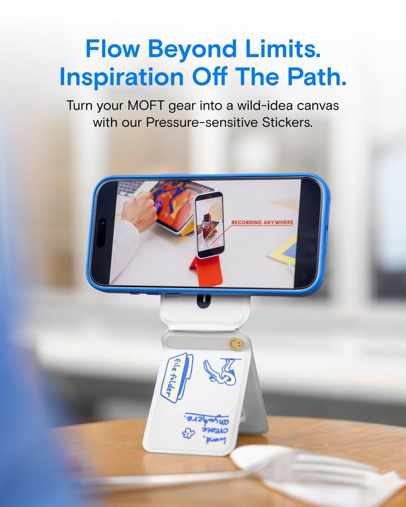 MOFT Pressure-Sensitive Art Stickers, Residue-Free Decorative Vinyl Decals for Snap Tripod Stand, Snap Tripod Wallet, and Snap-on Phone Stand & Wallet, 2 Unique Designs Per Pack (4.5×4.5in)