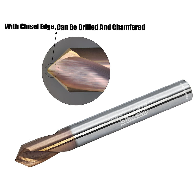 Tools Chamfer End Mill,Drill Tip with Cutting Edge for Carving, Drilling and Chamfering Suit for Alloy Steel, Hardened Steel, 90 Degree 2 Flute(1/4-2"-2CPS) Drill 1/4-2 1PCS