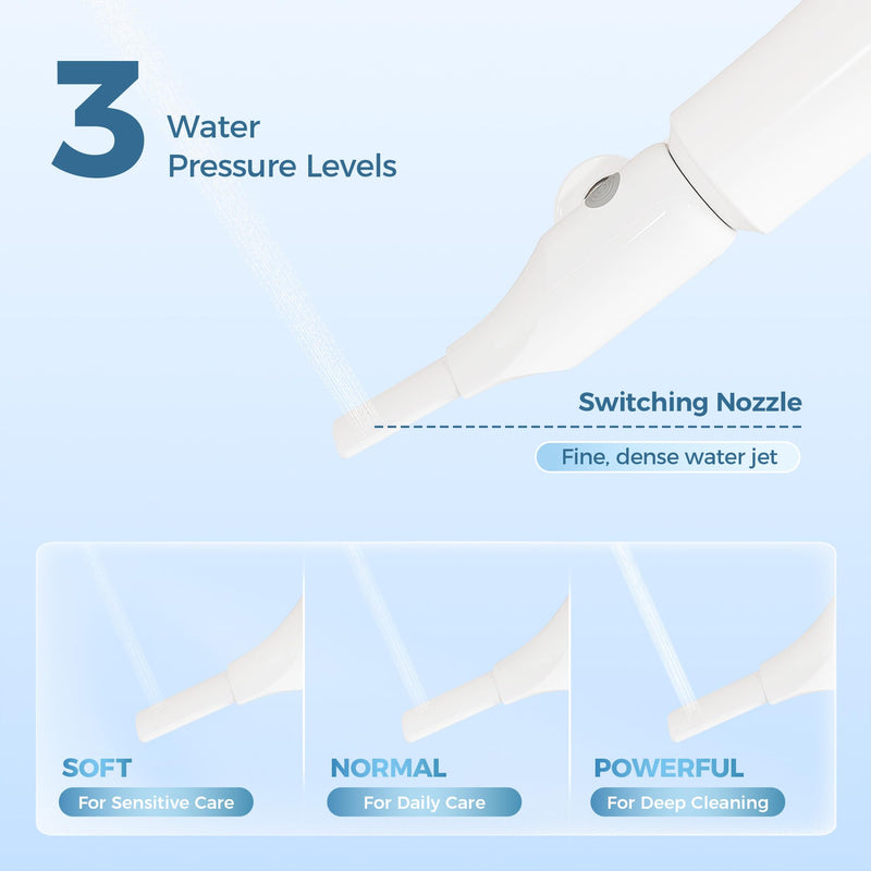 Portable Electric Bidet for Travel, Rechargeable Handheld Bidet with 3 Water High Pressure Sprayer Levels, Adjustable Nozzle, IPX7 Waterproof, Perfect for Personal Hygiene, White Portable Bidet
