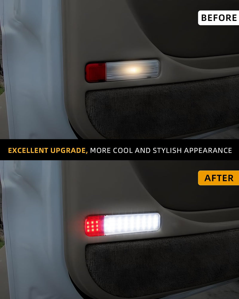 4PCS LED Interior Door Panel Lights Courtesy Light Compatible with 1995-1999 Chevy C/K Silverado Sierra Yukon Door Reflector Light Intended for Hummer H2 2003-2009 4PCS-white+red