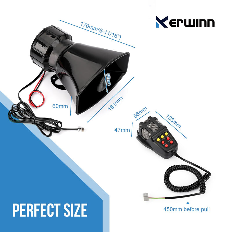 Car Siren Horn 7 Tone with Microphone ,Alarm Horn Siren 12V 100W Emergency Amplifier with Mic PA Speaker System Loud Car Alarm Police Ambulance Fire Hooter Traffic Sound Siren Horn with Mic