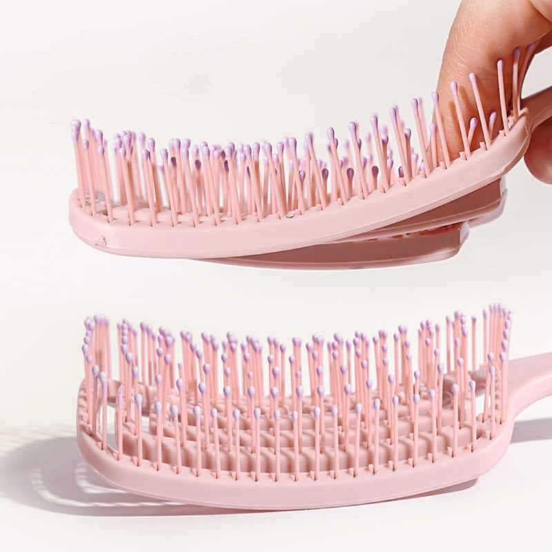 2 Pieces Detangle Hair Brush Hairbrushes For Women Hollow Back Panel, Hanging Handle Suitable For Long, Curly, Dry And Wet Hair (Pink + Purple)