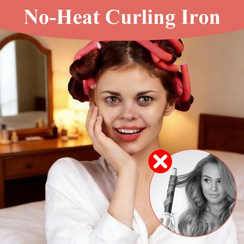 10 Pack Flexi Rods Curling Rods Heatless Curlers Foam Hair Rollers 1cm | diameter bendy rollers for loose waves and long hair. Soft foam design for overnight curls, travel and home styling Orange-red 1 count (Pack of 10)