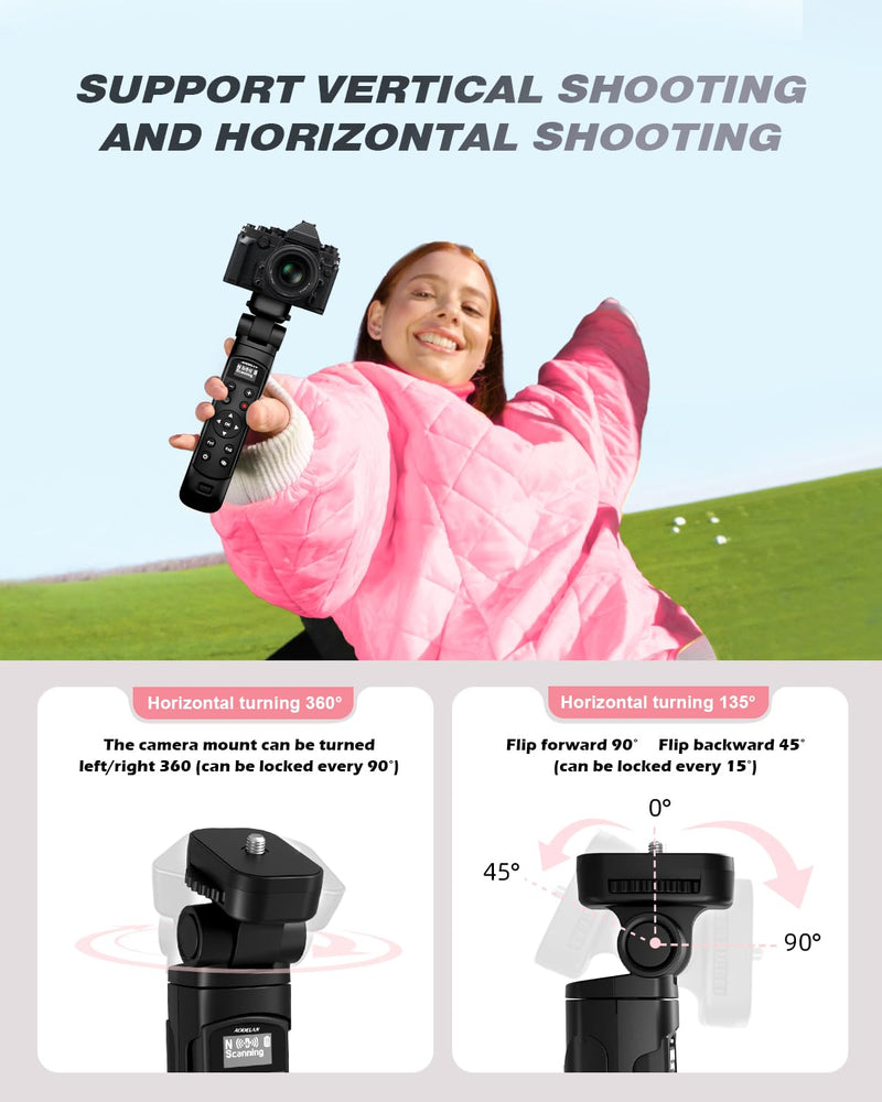 for Nikon Tripod with Rechargeable Remote Control - Aodelan Wireless Shooting Grip with OLED Screen Mini Tripod for Vlogging for Nikon Z6III,Z30,Z50,Z50II,Zfc,Zf,Z6II,Z7II,Z5,Coolpix A1000,B600,P1000