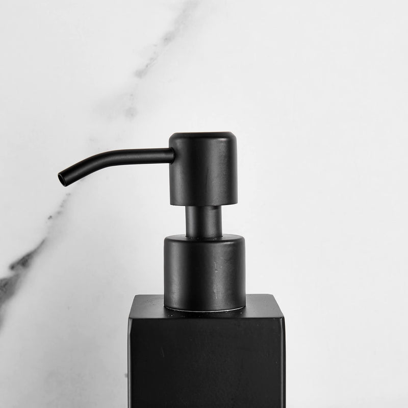 BATHSIR Matte Black Soap Dispenser, Refillable Shower Soap Dispenser Wall Mounted, Stainless Steel Clear Hand Soap Dispenser with Pump for Bathroom Kitchen Sink Dish (Square 200ML) square