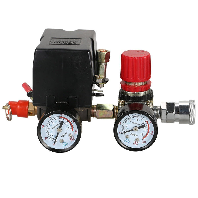 Secbolt Pressure Switch Manifold Regulator Gauges Air Compressor Pressure Switch Control Valve 90-120PSI (American Pattern) American Pattern