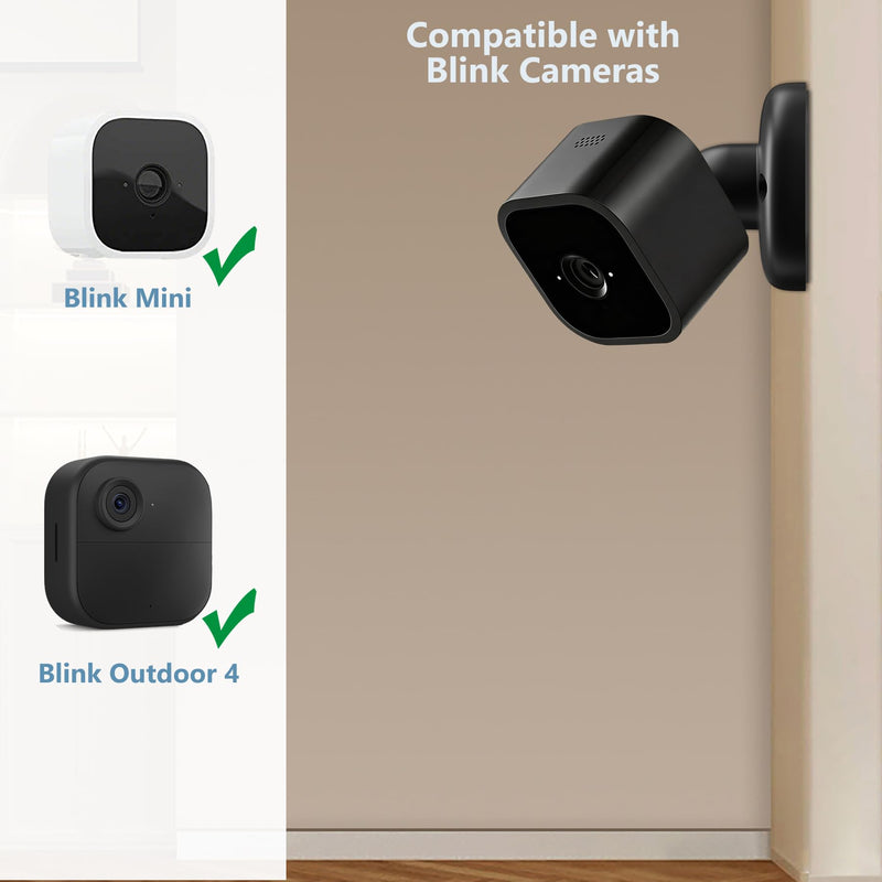 3 Pack Strong Adhesive Wall Mount Bracket Compatible with Blink Mini/Outdoor 4 (4th Gen) Camera, 360° Adjustable Indoor/Outdoor Wall Mount Stand, Easy to Install (Black) Black
