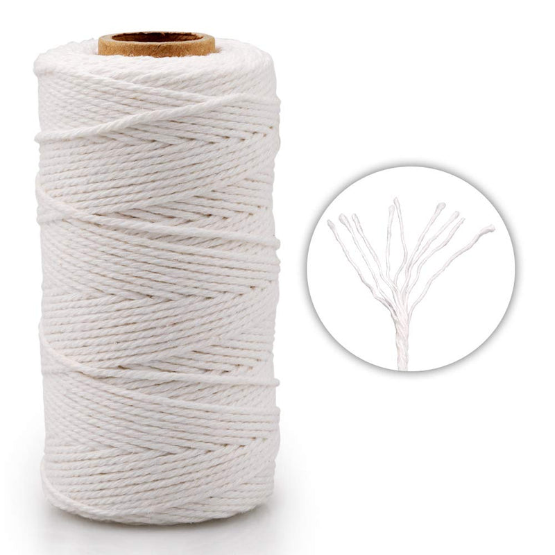 G2PLUS White String, Cotton Bakers Twine, 328 Feet 2MM Natural White Cotton String for Crafts, Gift Wrapping Twine, Home Decor, Gift Packaging 2MM 328 Feet