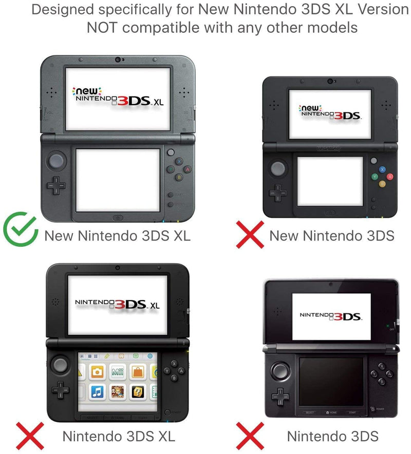 VSEER New 3DS XL Case with Screen Protector, Transparent Hard Case with HD Thin Flexible PET Film for New 3DS XL/LL 2015