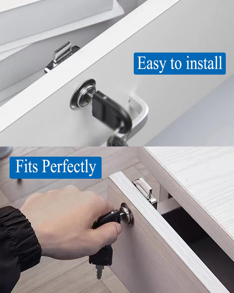 Cabinet Drawer Locks with Keys- XIEHE 138 Zinc Alloy Replacement Door Locker Keyed Alike 4 Pack Cylinder Diameter 0.75 Inch Chrome Finish Chrome2 4 Packs, 22mm