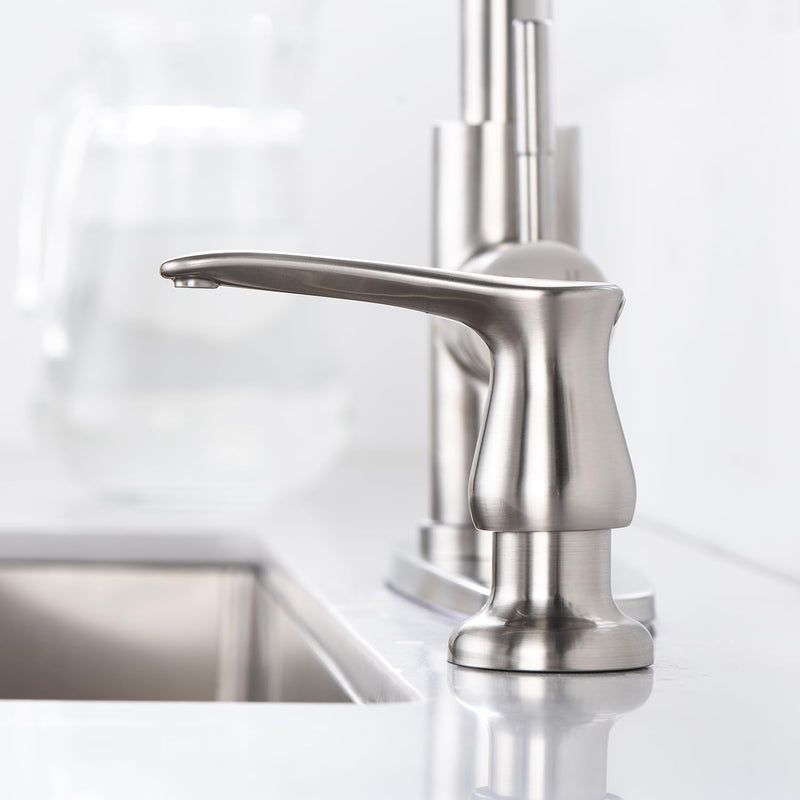 GAGALIFE Kitchen Sink Soap Dispenser - Brushed Nickel Built in Soap Dispenser with 17 OZ Bottle, Lotion Dispenser for Kitchen Sink, Refill from The Top with Bottle
