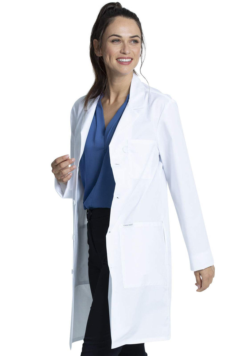 Cherokee Lab Coat for Men or Women with 3 Pockets and Center back length 38" CK460 Standard Size 38" Large White