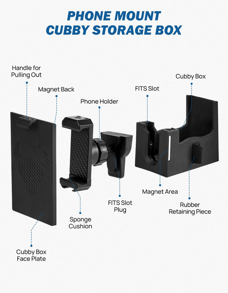 JOYTUTUS Cubby Phone Mount Cubby Storage Compatible with Ford Maverick 2024 2023 2022 Truck Dash Cubby Insert Phone Holder & Storage Box Kit